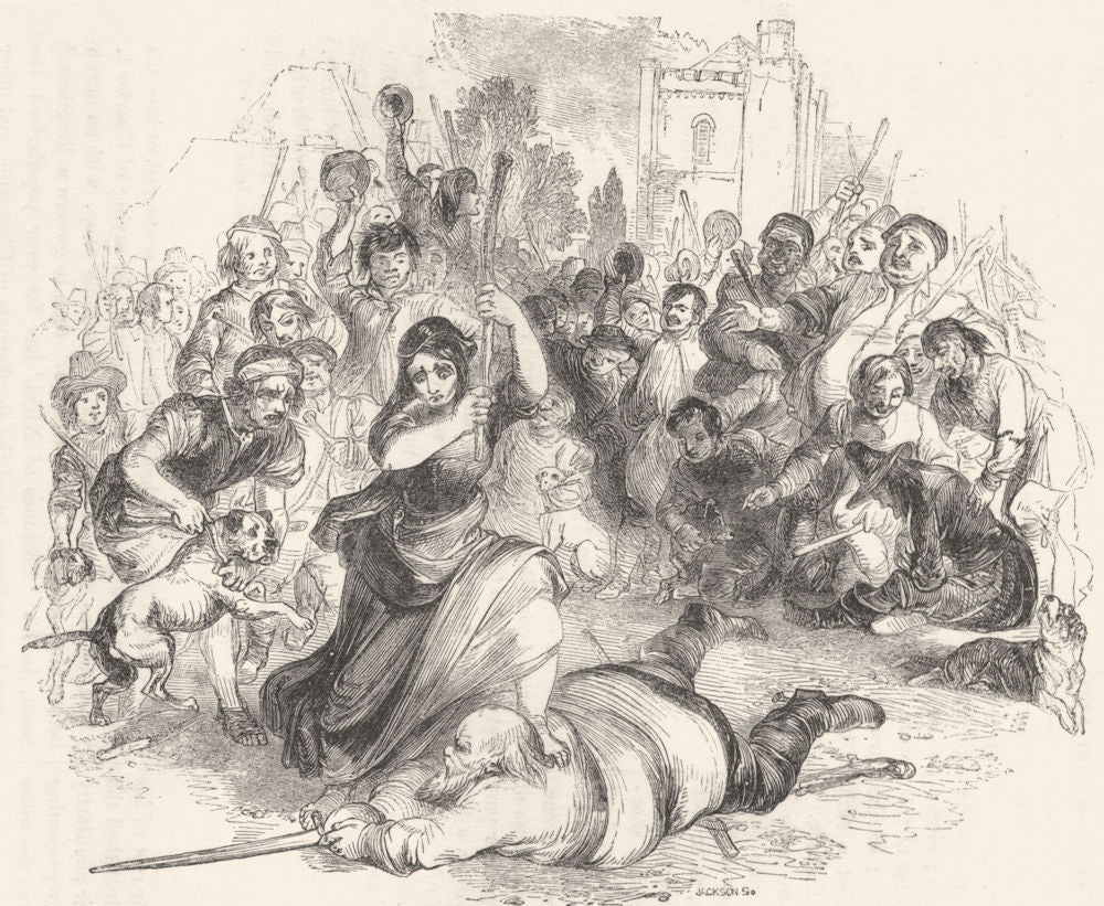 MILITARIA. Hudibras subdued by trulla 1845 old antique vintage print picture